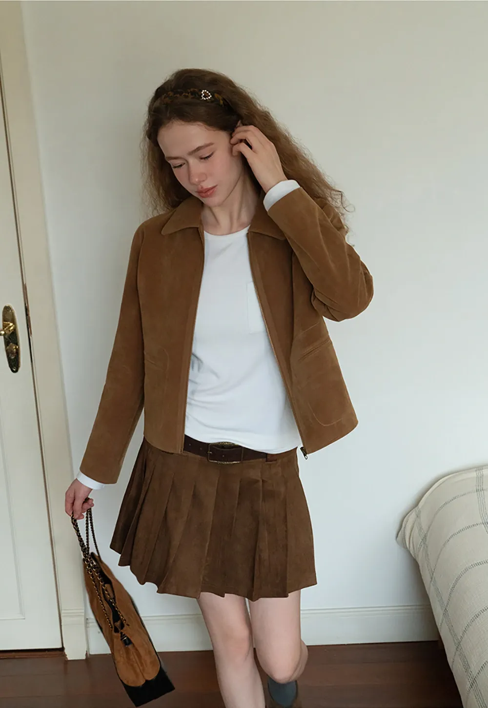 Faux Suede Short Jacket for Women