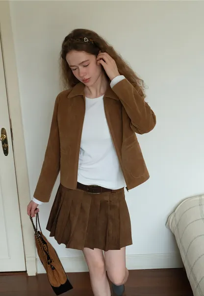 Faux Suede Short Jacket for Women