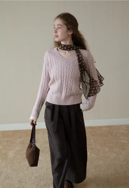 Womens High-Waist Wide-Leg Pants with Belt Detail