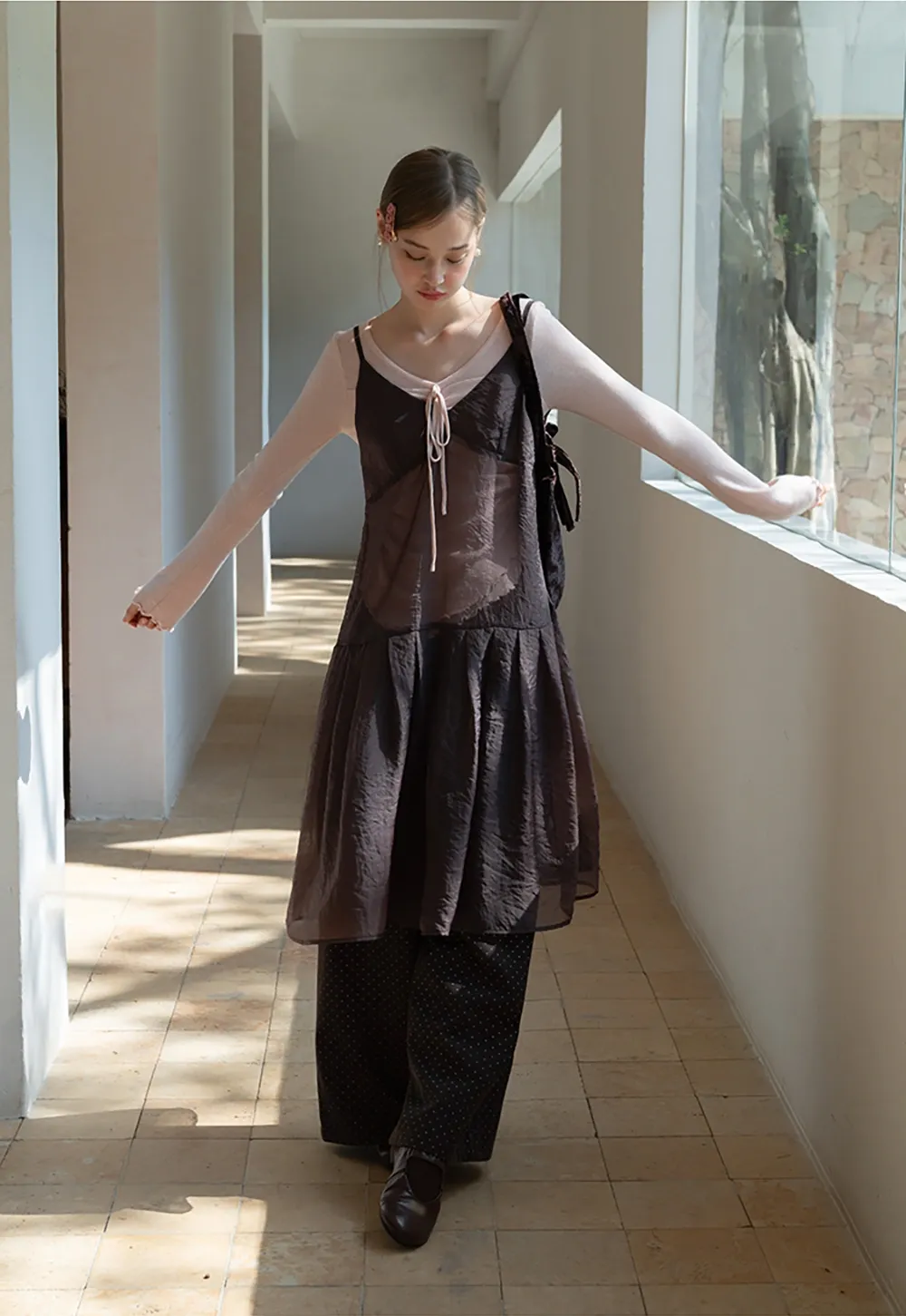 Ruched V Neck Long Sleeve Top