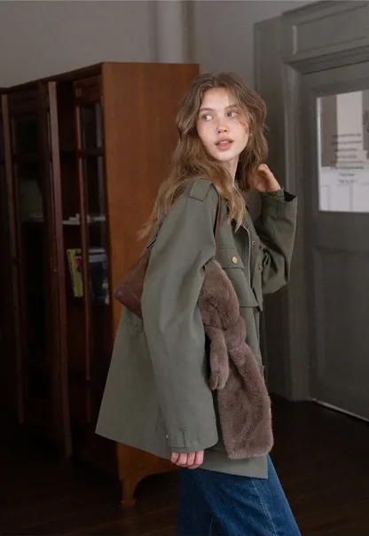 Womens Oversized Utility Pocket Jacket