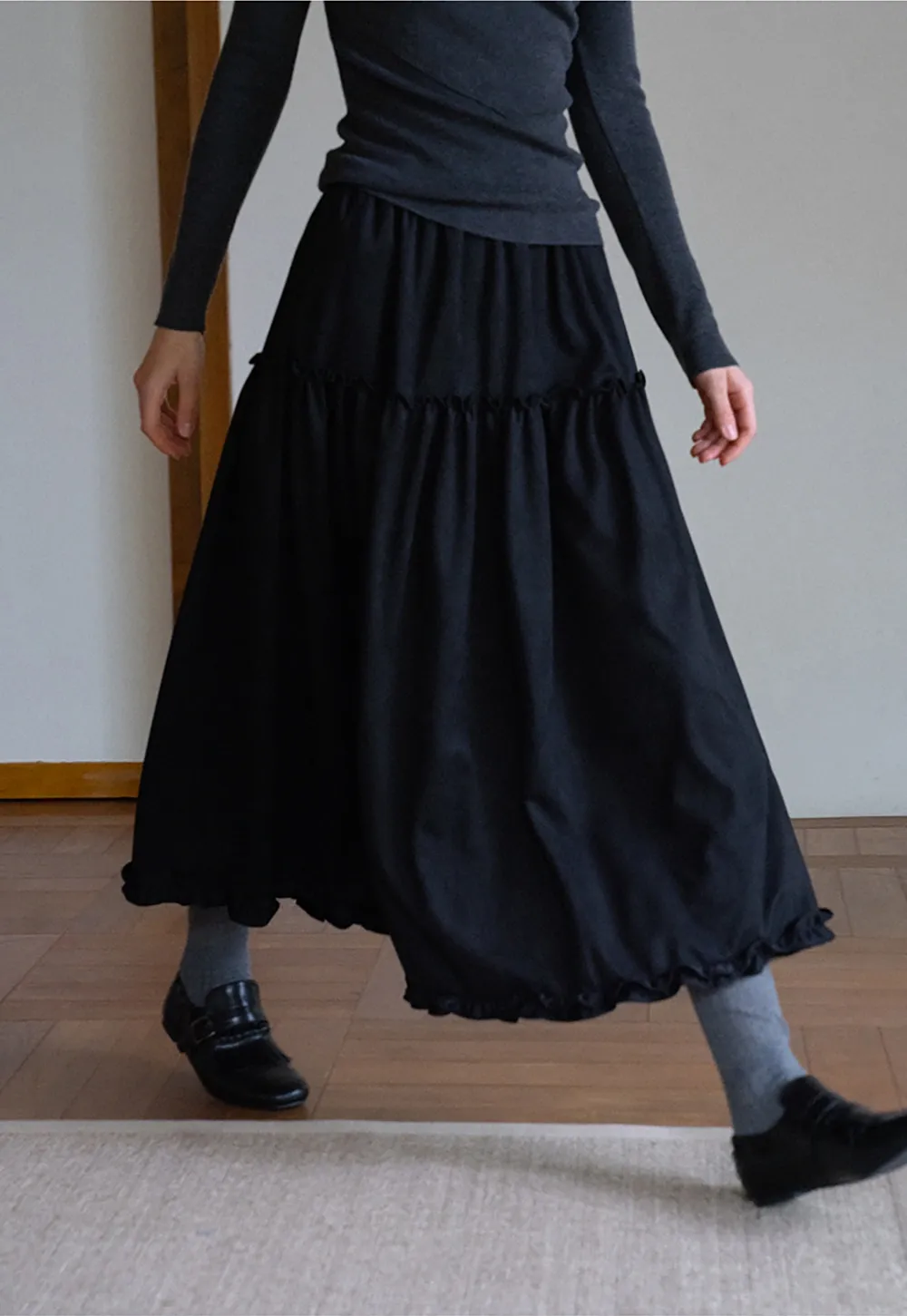 Womens High Waist Tiered Maxi Skirt