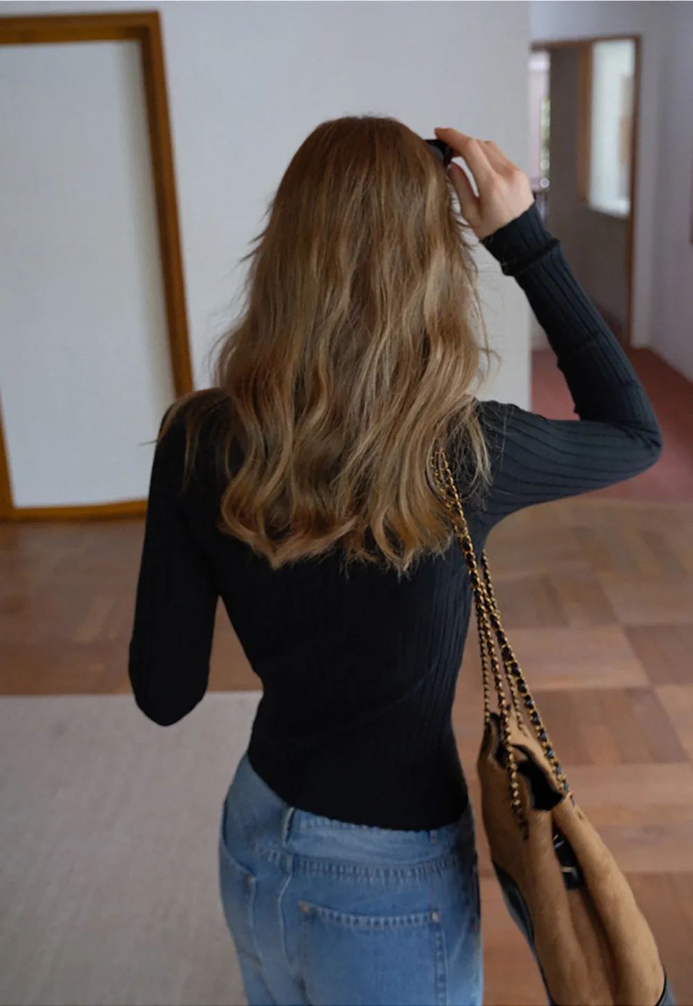 Women Classic Ribbed Knit Polo Long Sleeve