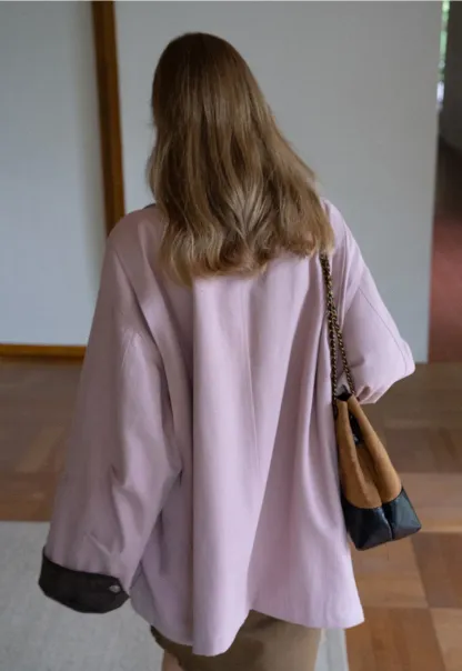 Contrast Collar Pocket Jacket