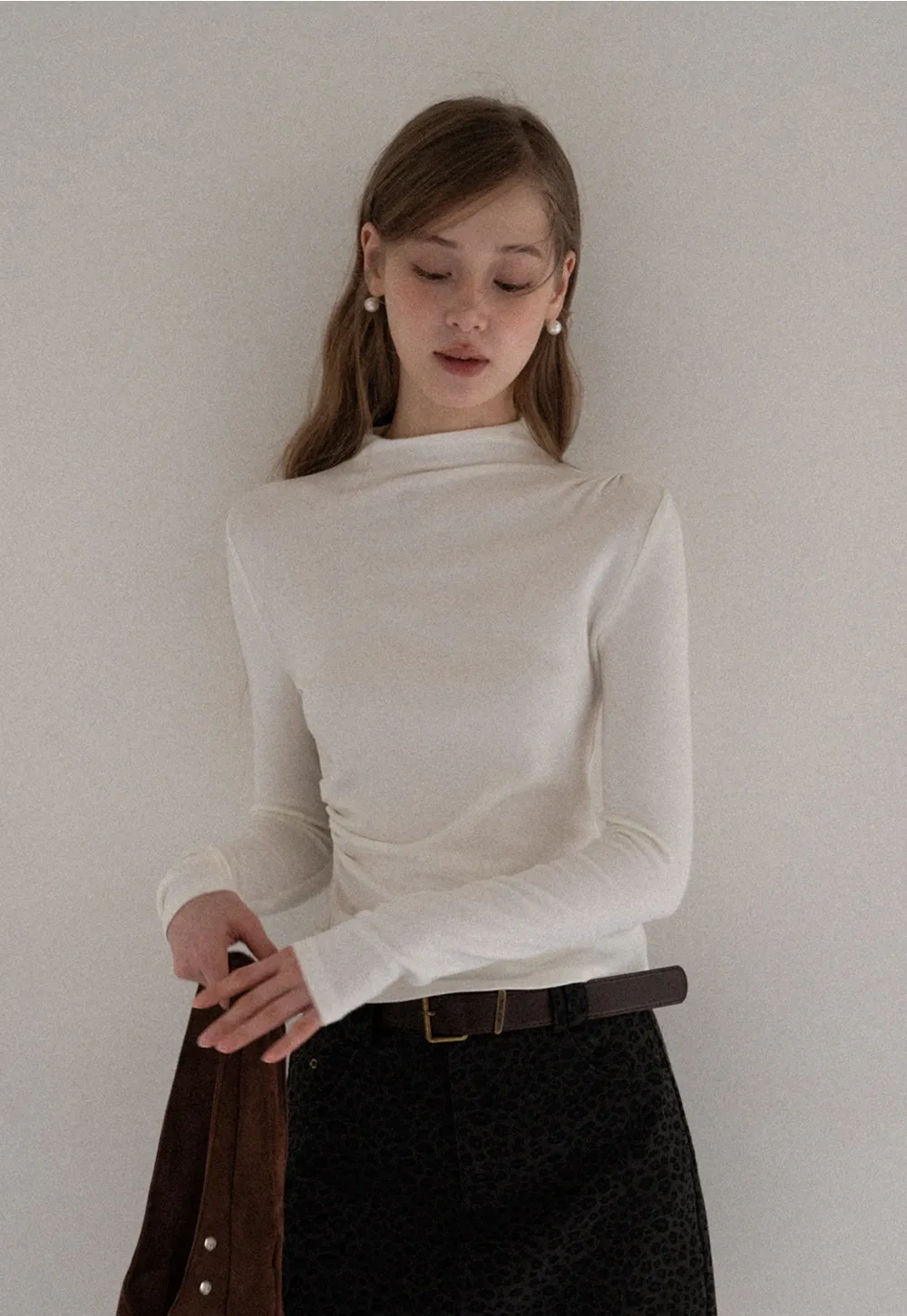 Womens Long Sleeve Mock Neck Top