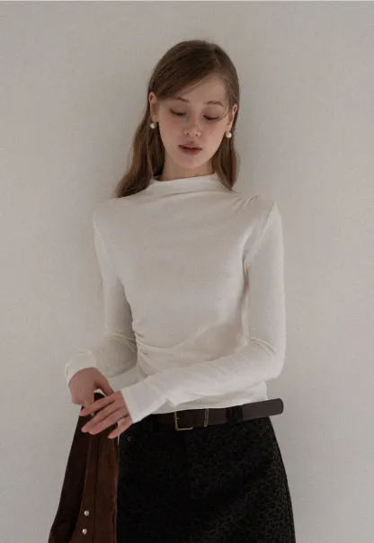 Womens Long Sleeve Mock Neck Top