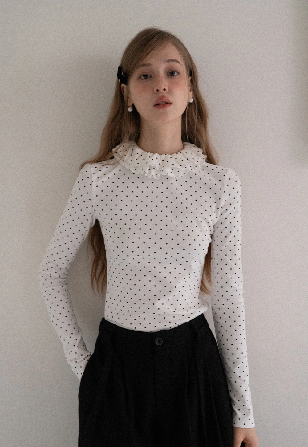 Women Polka Dot Long Sleeve T Shirt
