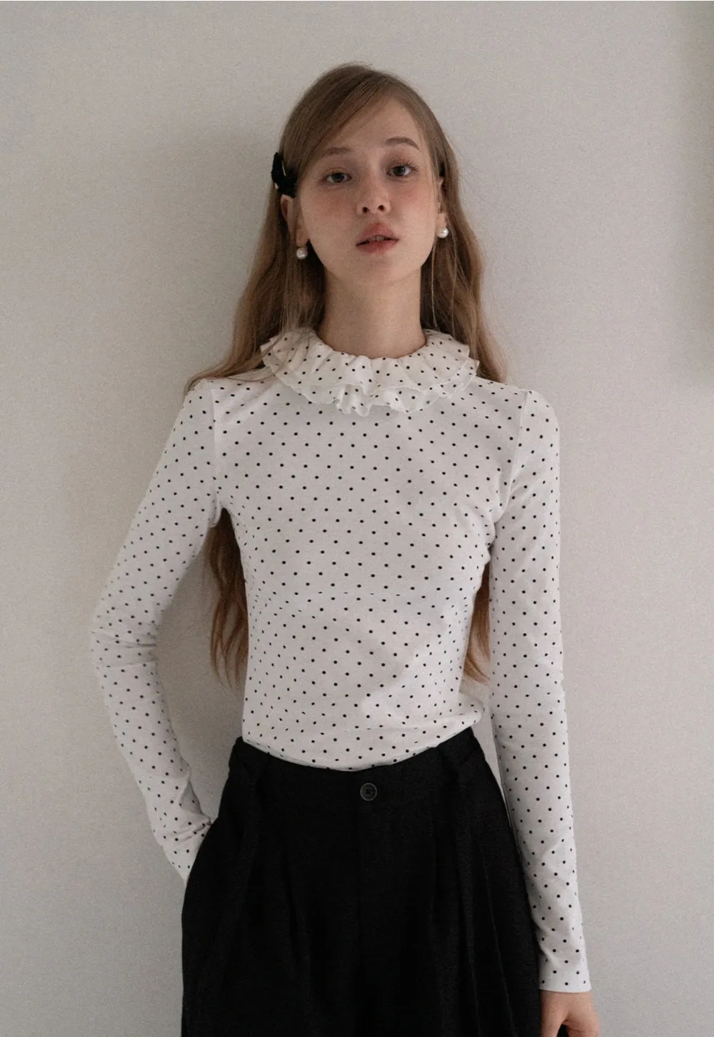 Women Polka Dot Long Sleeve T Shirt
