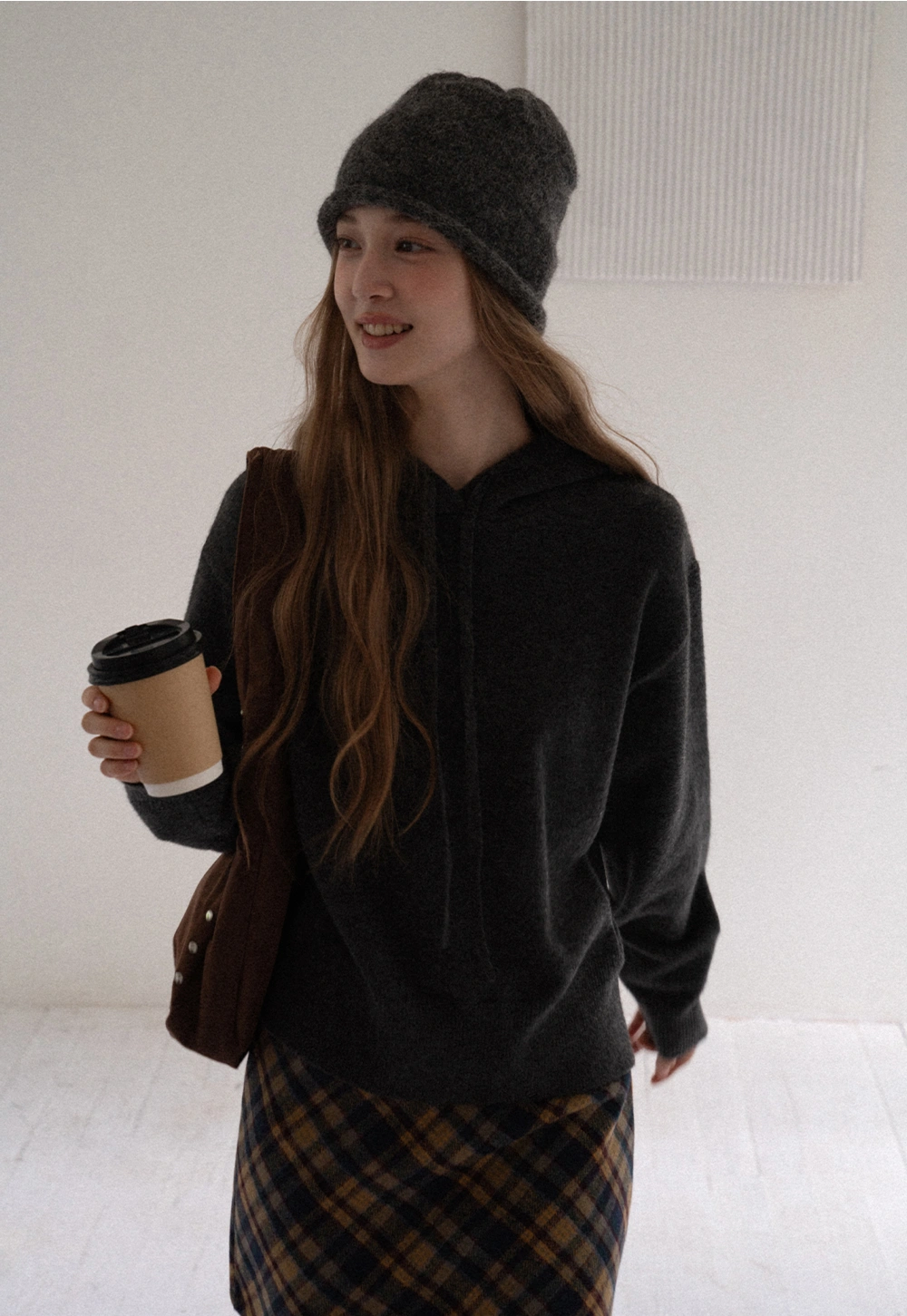 Women Basic Knit Hoodie Long Sleeve Pullover Sweater