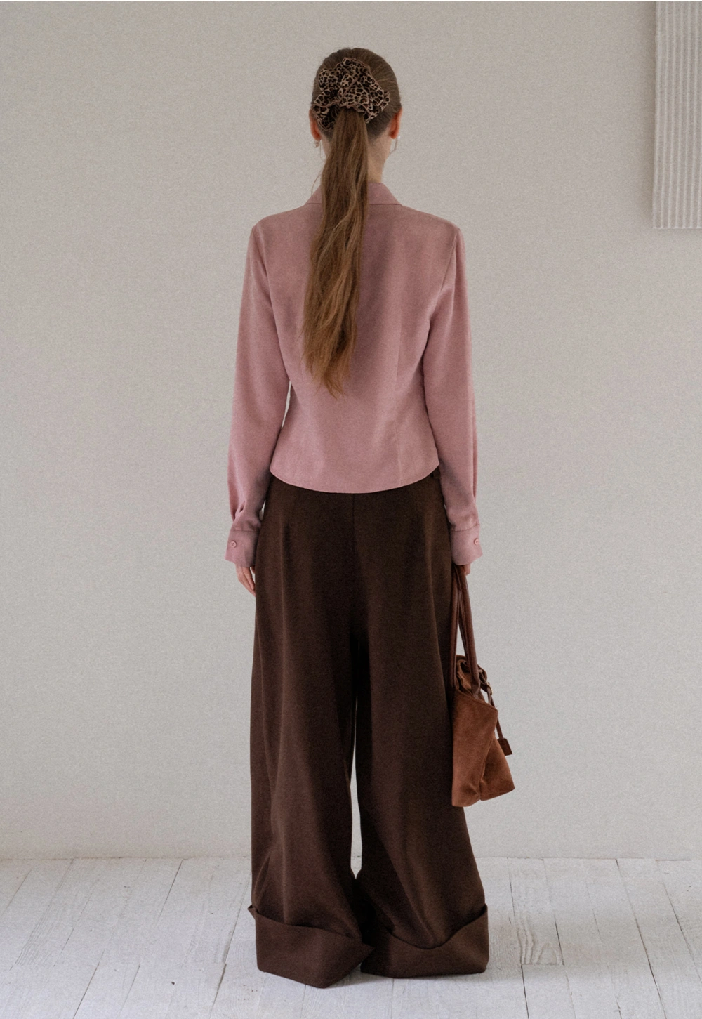 Women Satin Button Up Blouse