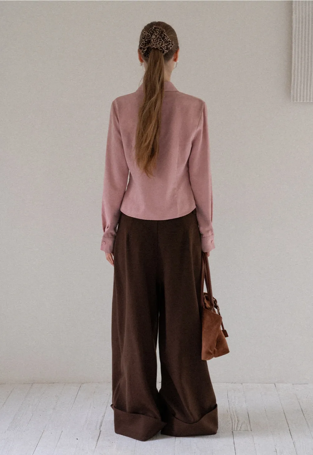 Women Satin Button Up Blouse