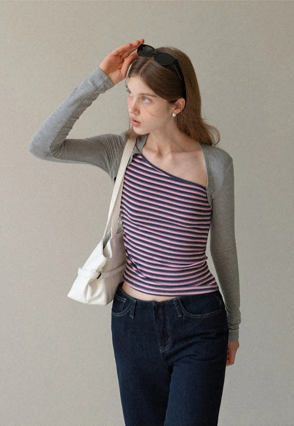 Striped Layered Shrug Top
