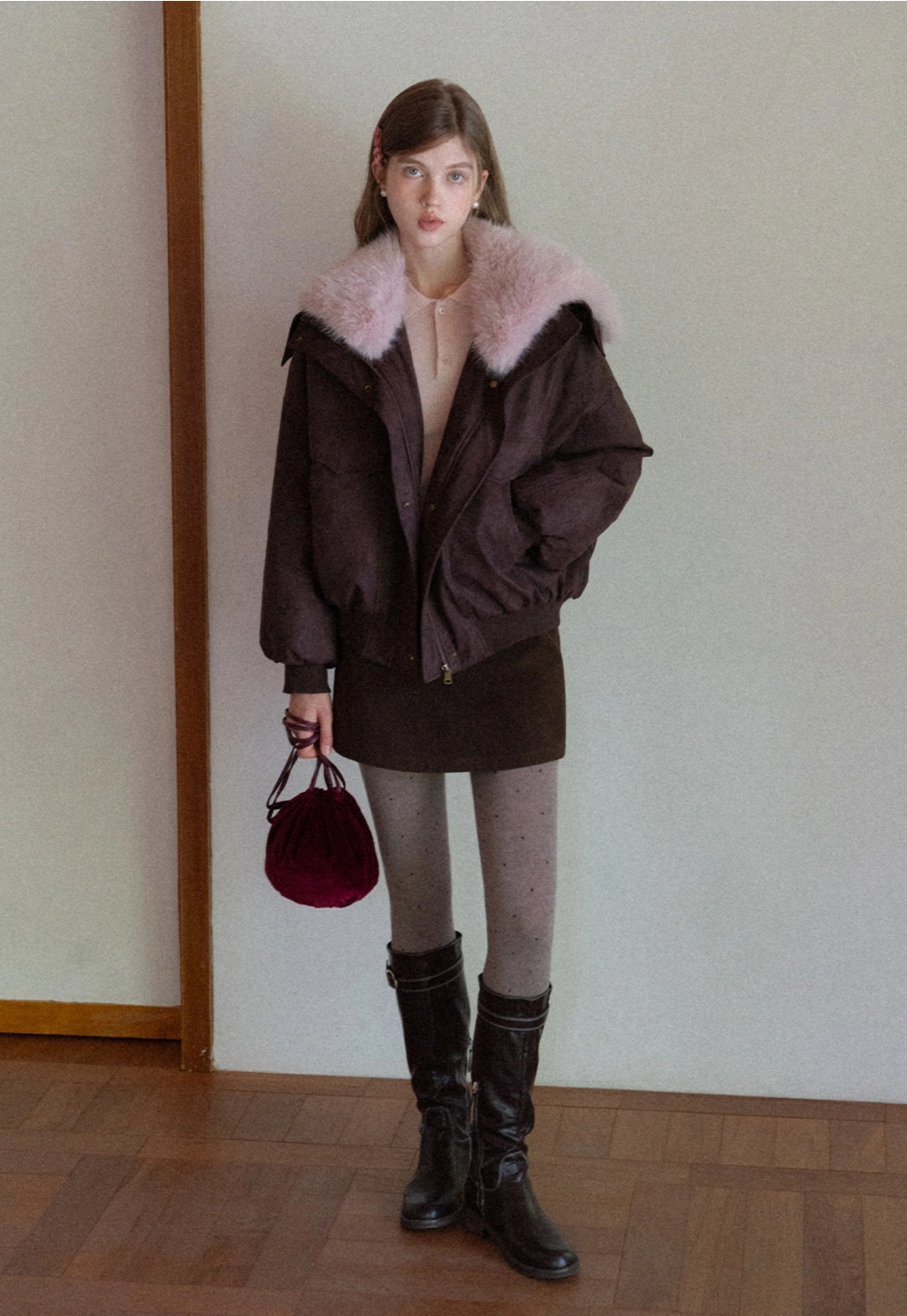 Women Fuzzy Collar Suede Jacket Warm Outerwear