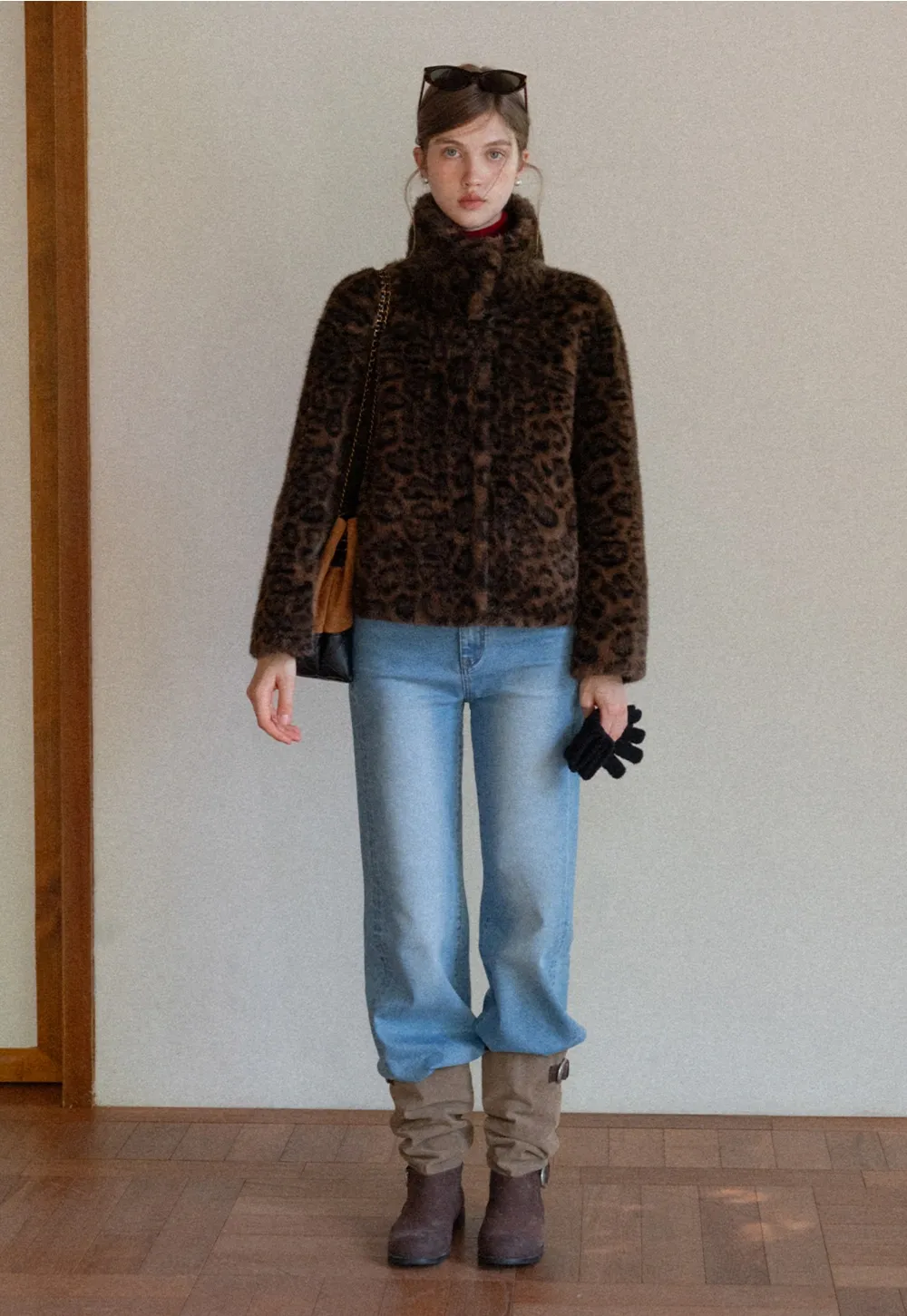 Vintage Faux Fur Leopard Jacket Women