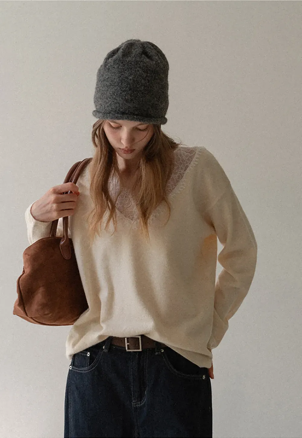 Lace Trim Fleece Top