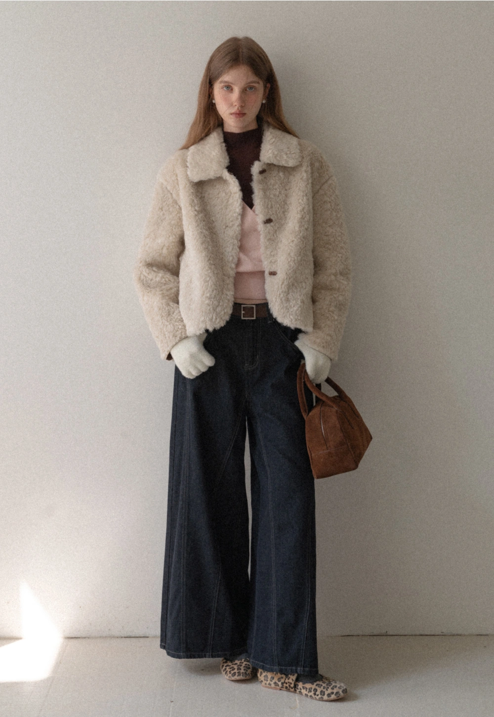 Women Faux Shearling Jacket Short Teddy Coat Winter