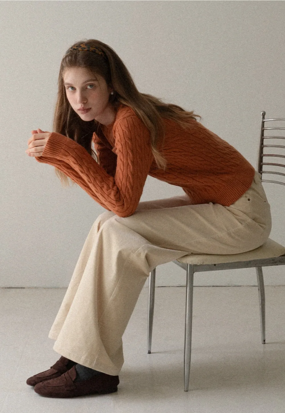 Women Cable Knit Sweater Long Sleeve Pullover Fall