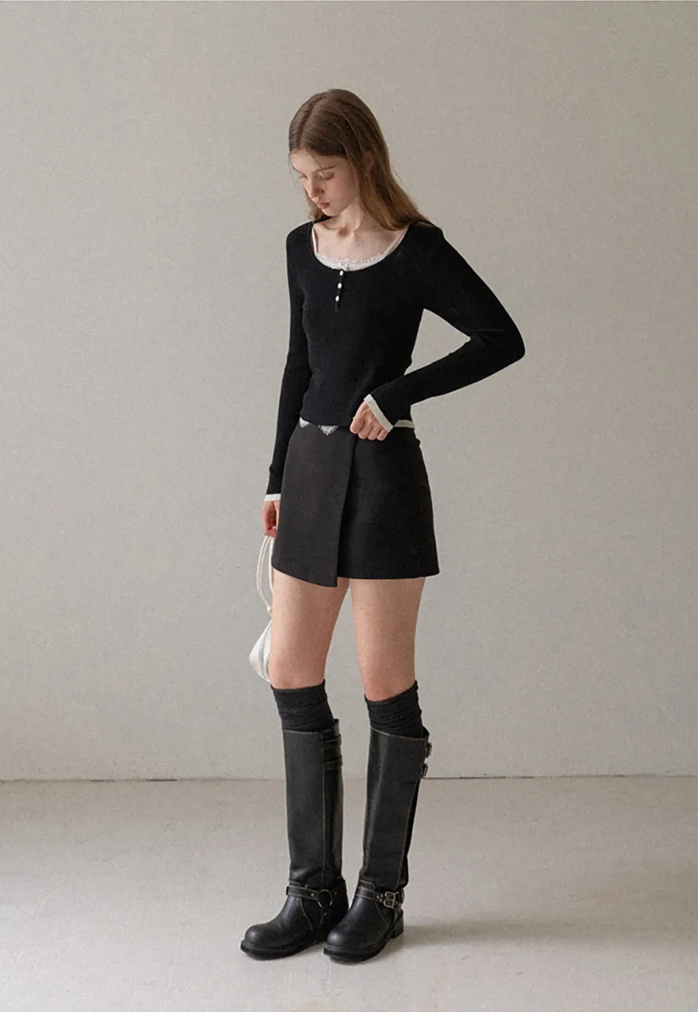 Womens Wool Wrap Mini Skirt