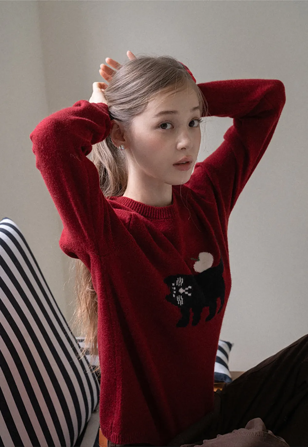 Cat Pattern Knit Sweater