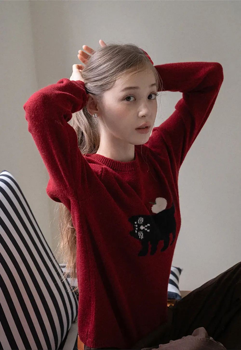 Cat Pattern Knit Sweater