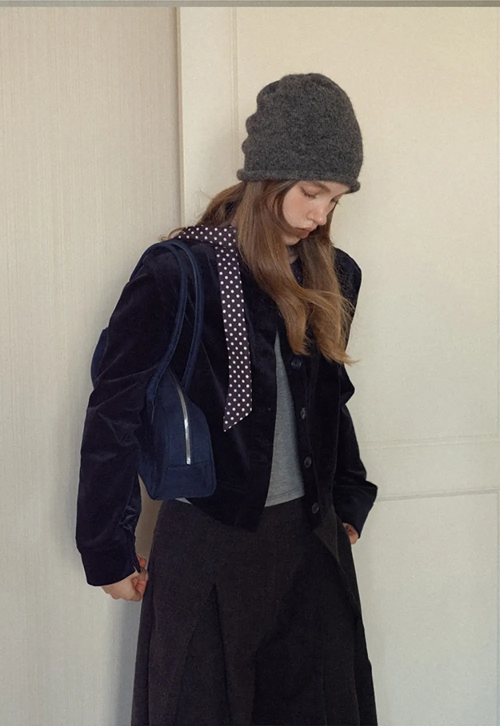 Elegant Corduroy Round Neck Short Coat Women