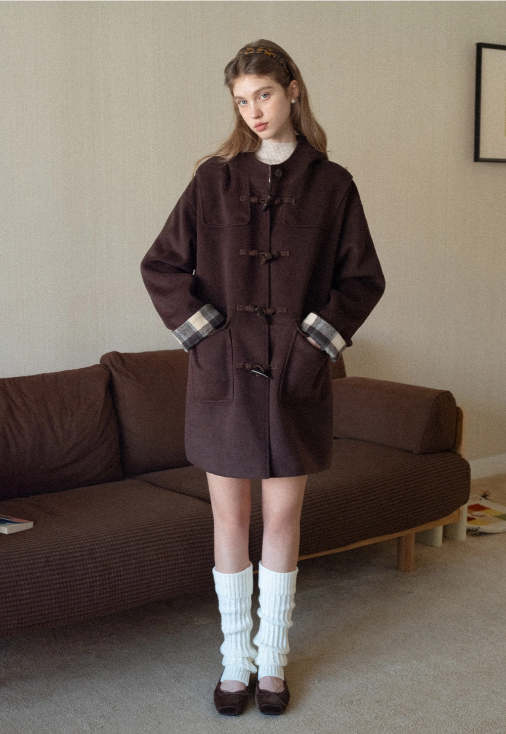 Women Winter Wool Coat Hooded Duffle Outerwear