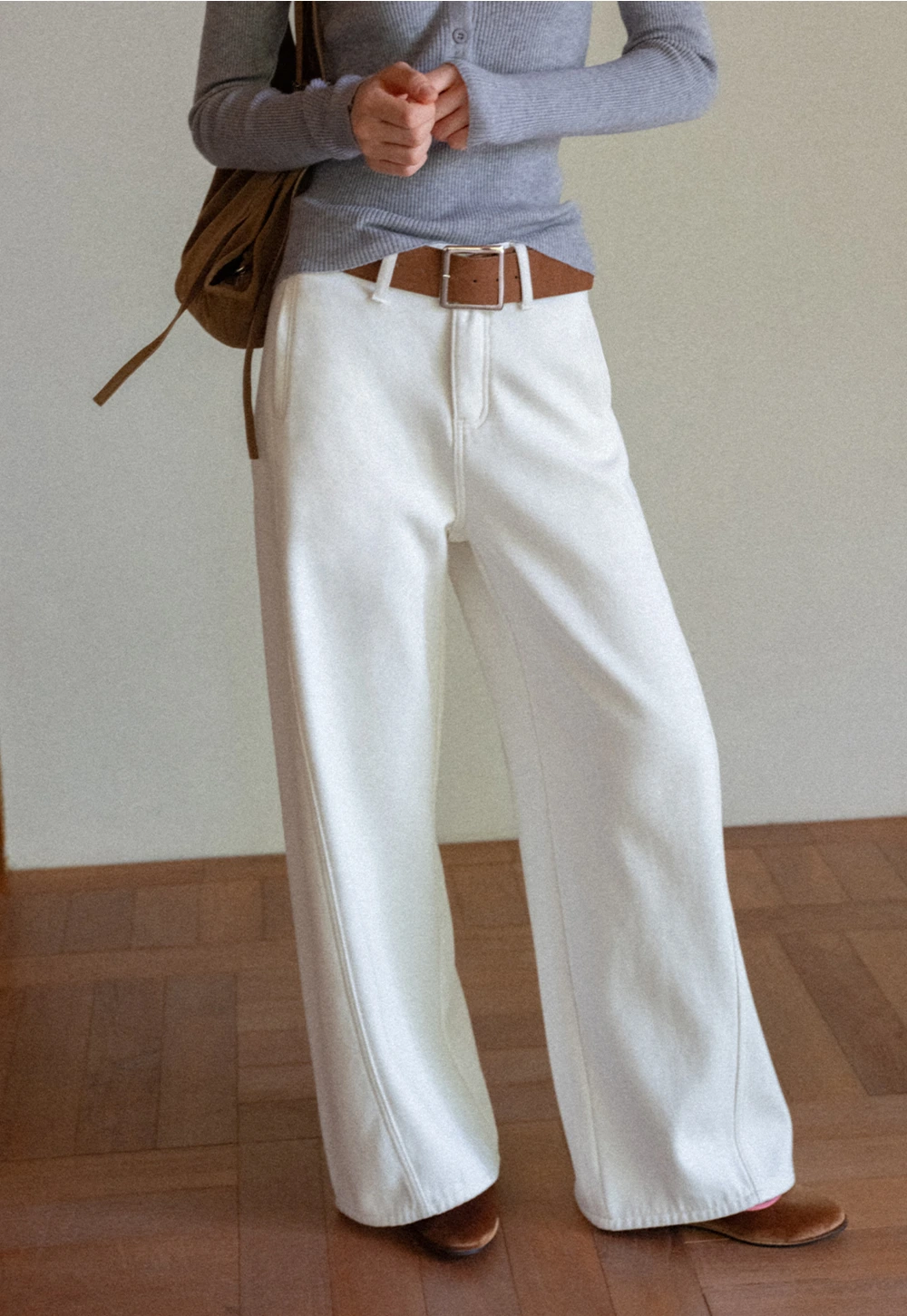 Womens High Waist Wide Leg Pants with Belt