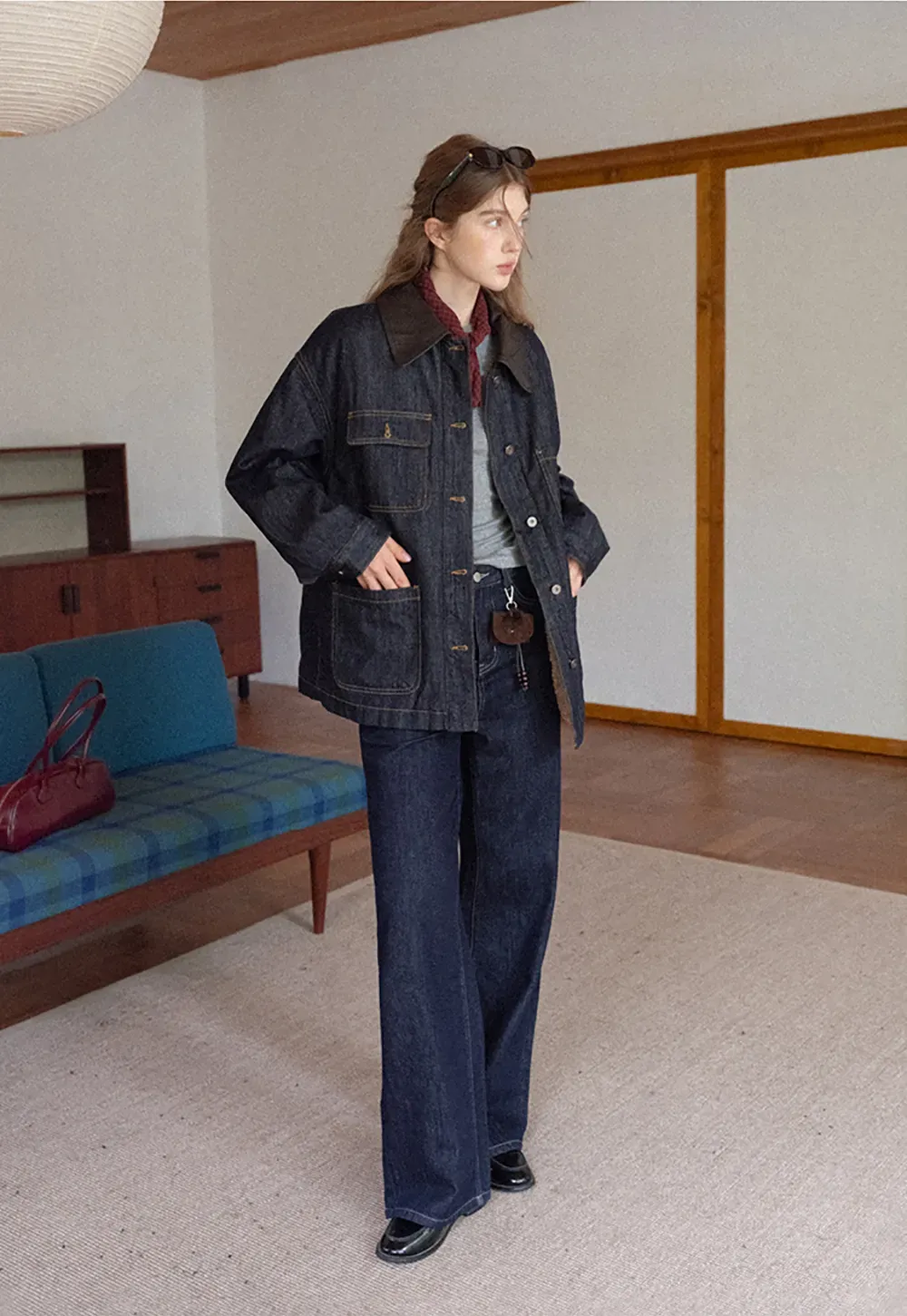 Denim Jacket with Contrast Collar