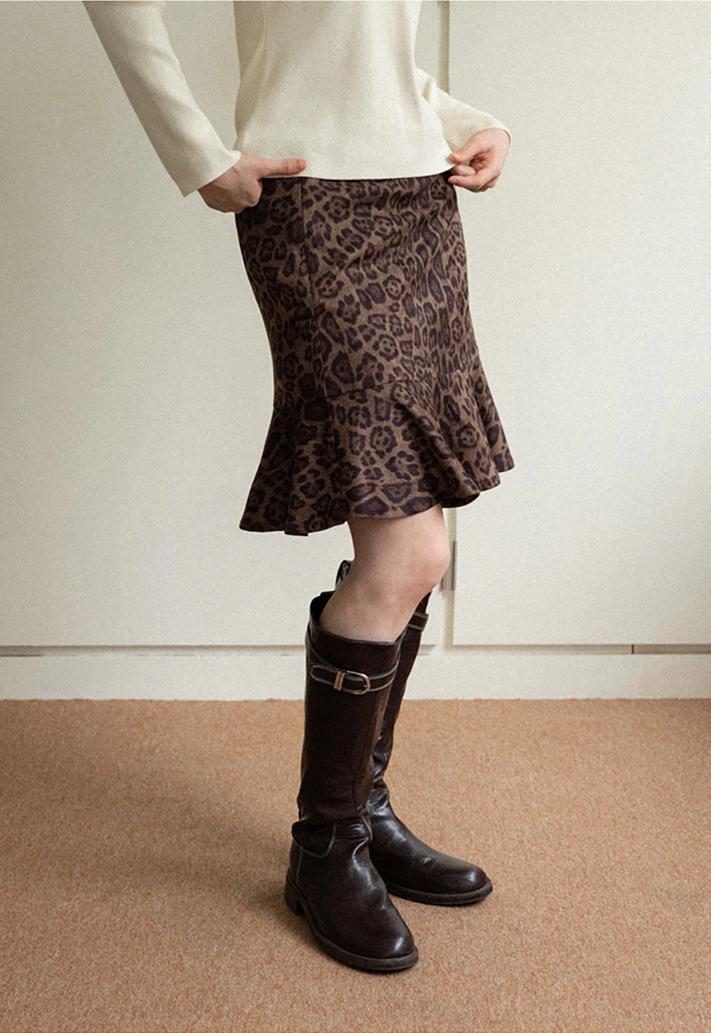 Leopard Print Flared Skirt