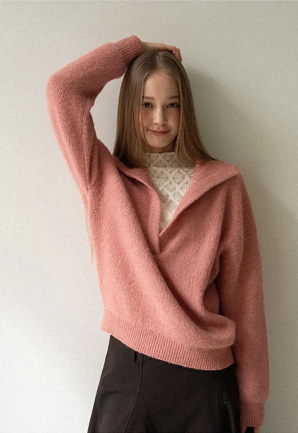 Cozy Half-Zip Sweater with Ribbed Details for Women