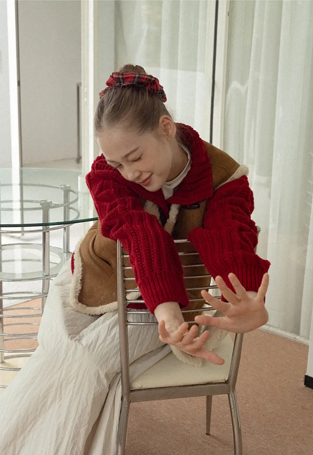 Loose Fit Turtleneck Sweater Cardigan with Cable Knit and Toggle Closure