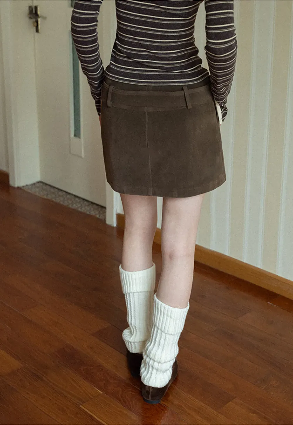 Suede Belted Mini Skirt