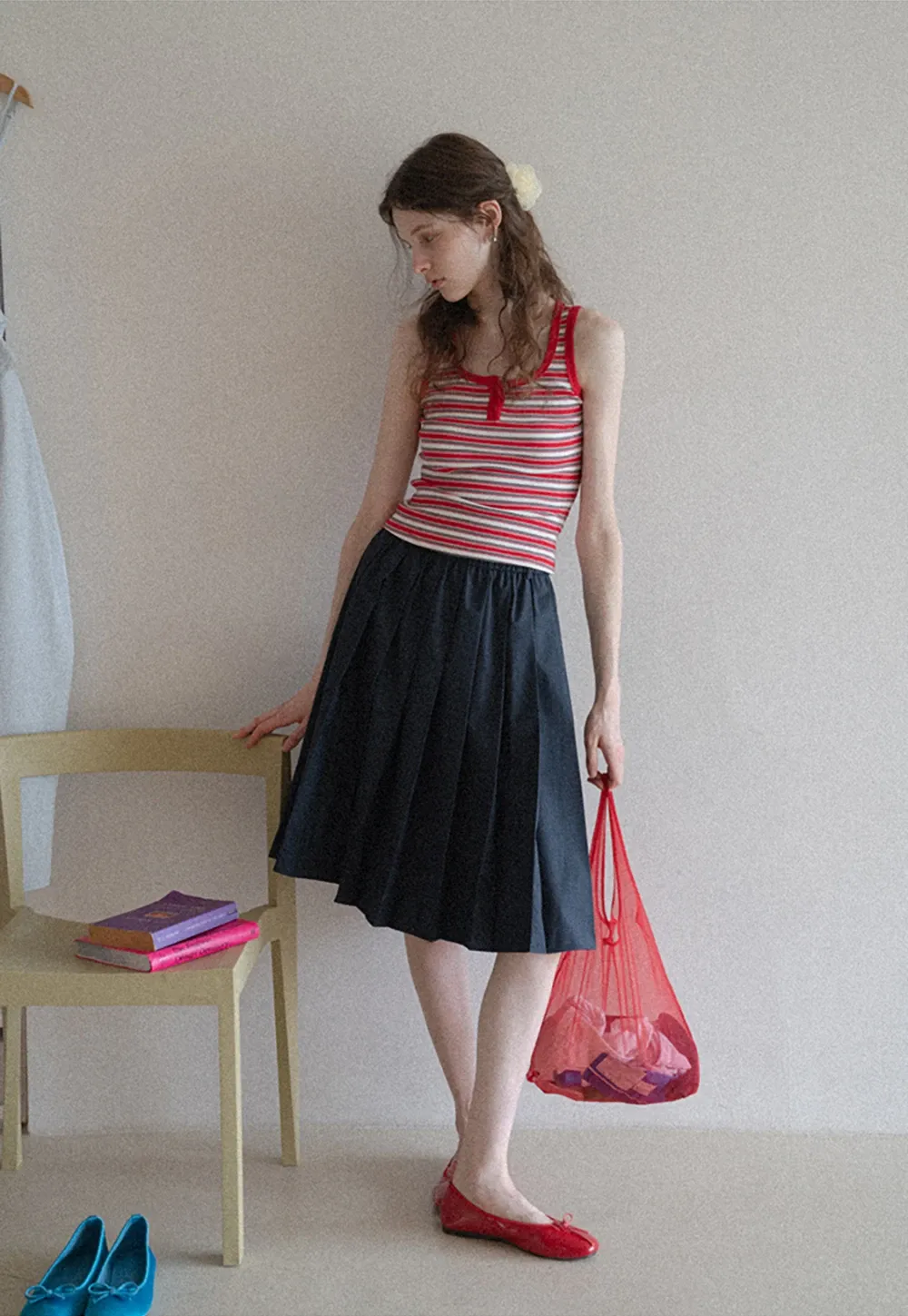Women’s Striped Ribbed Henley Tank