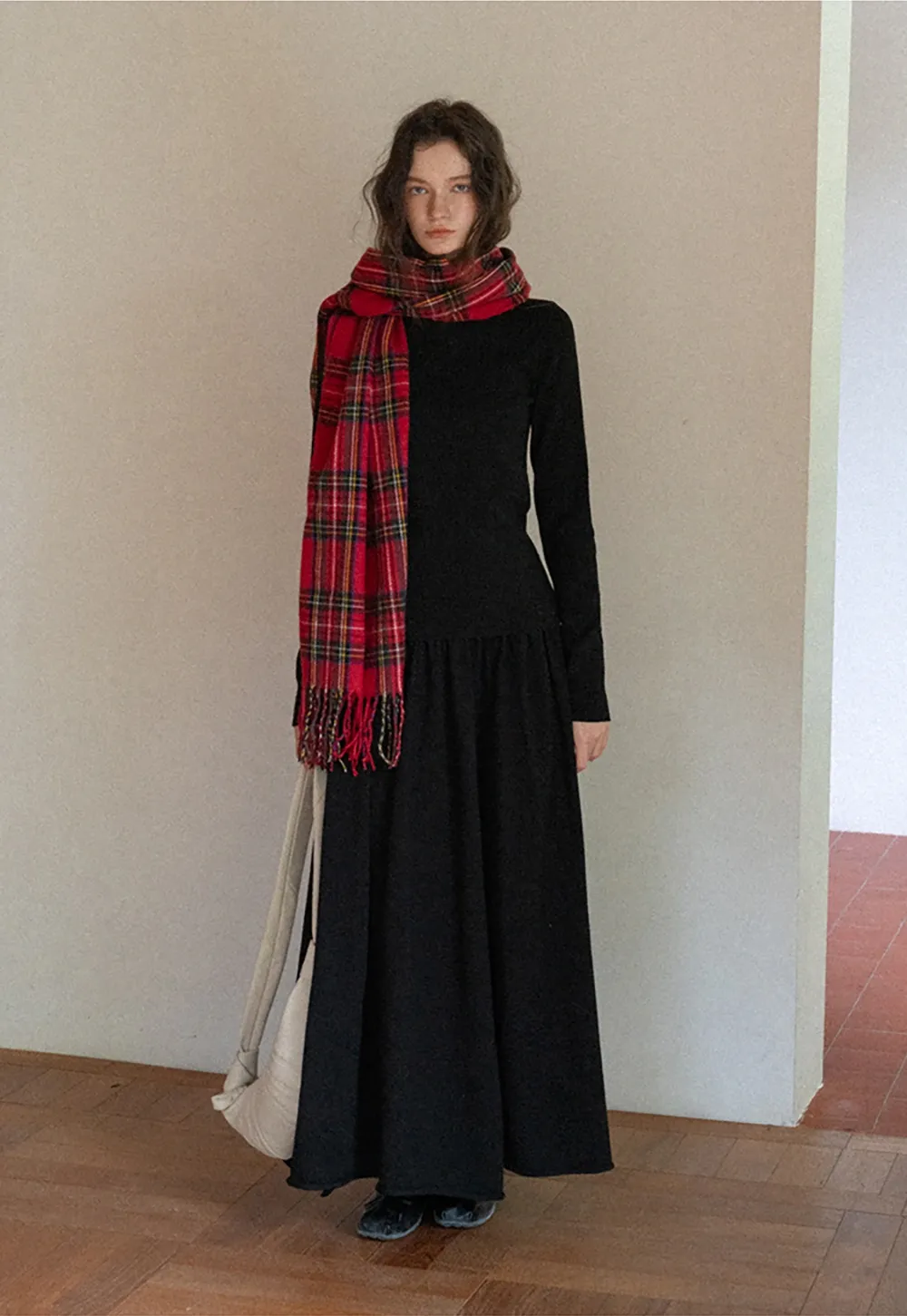 Women Black Long Sleeve Top and High-Waisted Skirt Set