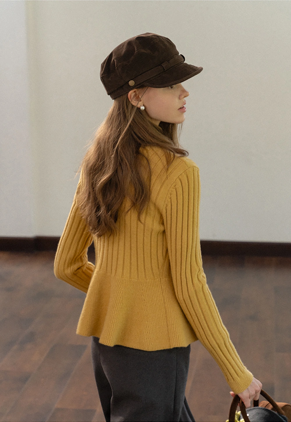 Women Ribbed Cardigan with Button Front