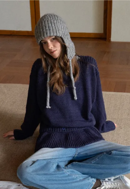 Trendy Women Sweater with Loose Detachable Hem