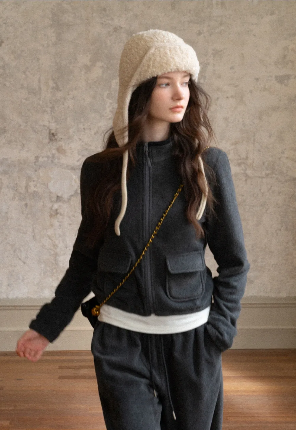 Women Fleece Jacket and Sweatpants Set