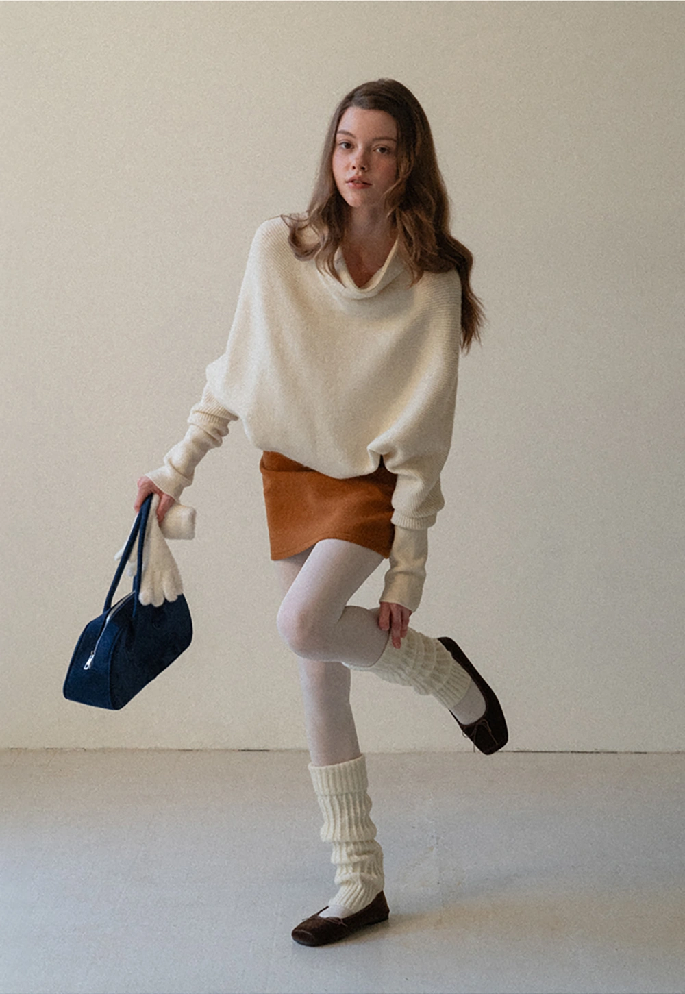 Modern Wrap Mock Neck Knit Top with Long Sleeves