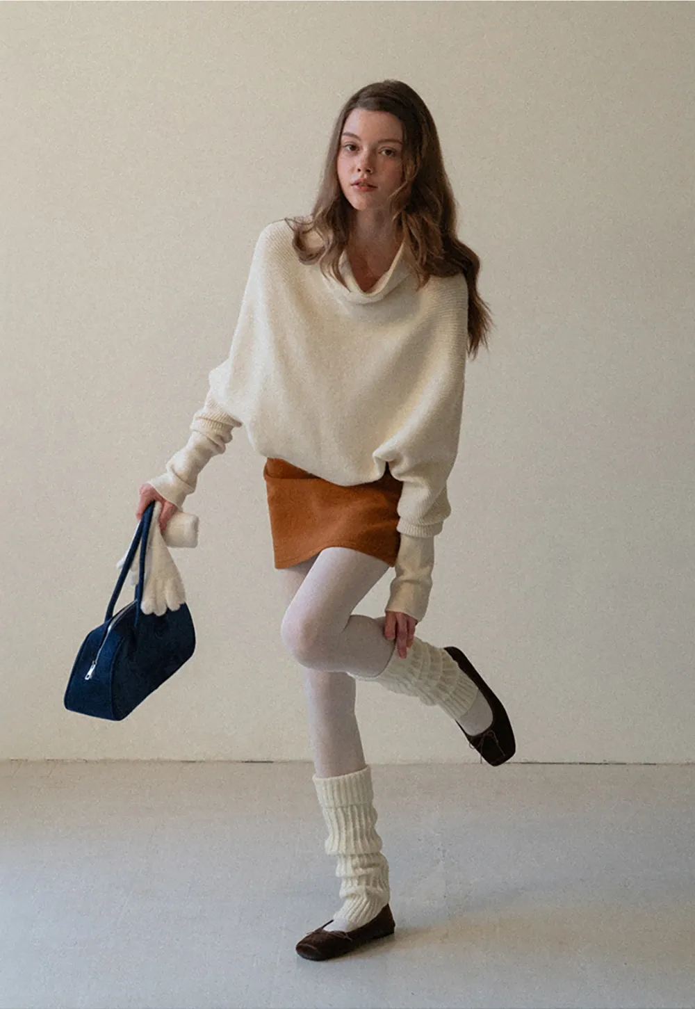 Modern Wrap Mock Neck Knit Top with Long Sleeves