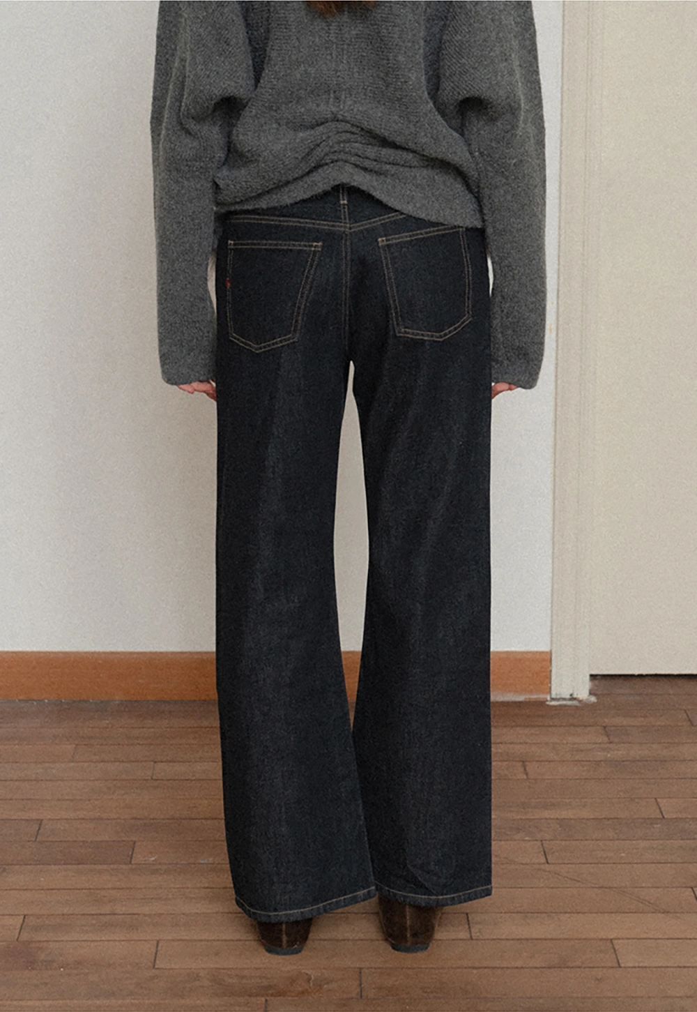 Women Classic High Rise Denim Wide Leg Pants