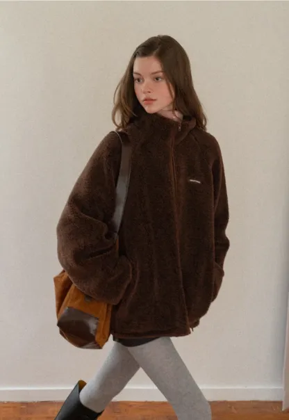 Zip-Up Fleece Jacket with Drawstring Waist