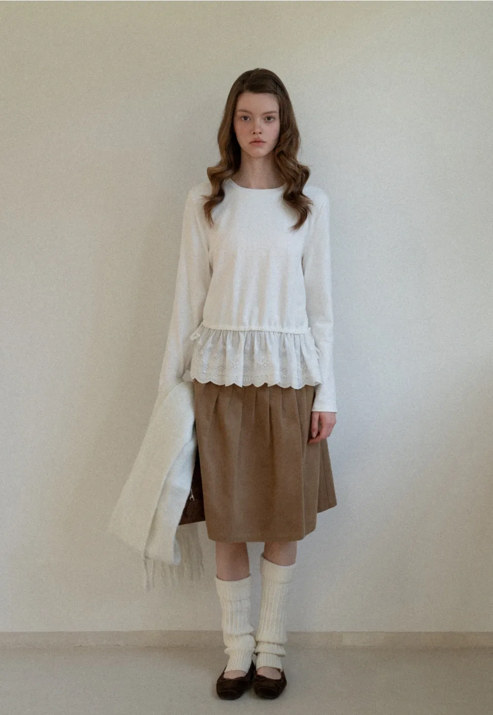 Lace Peplum Long Sleeve Top