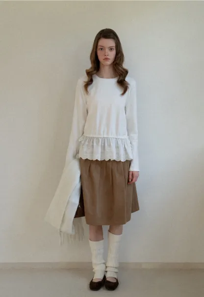 Lace Peplum Long Sleeve Top