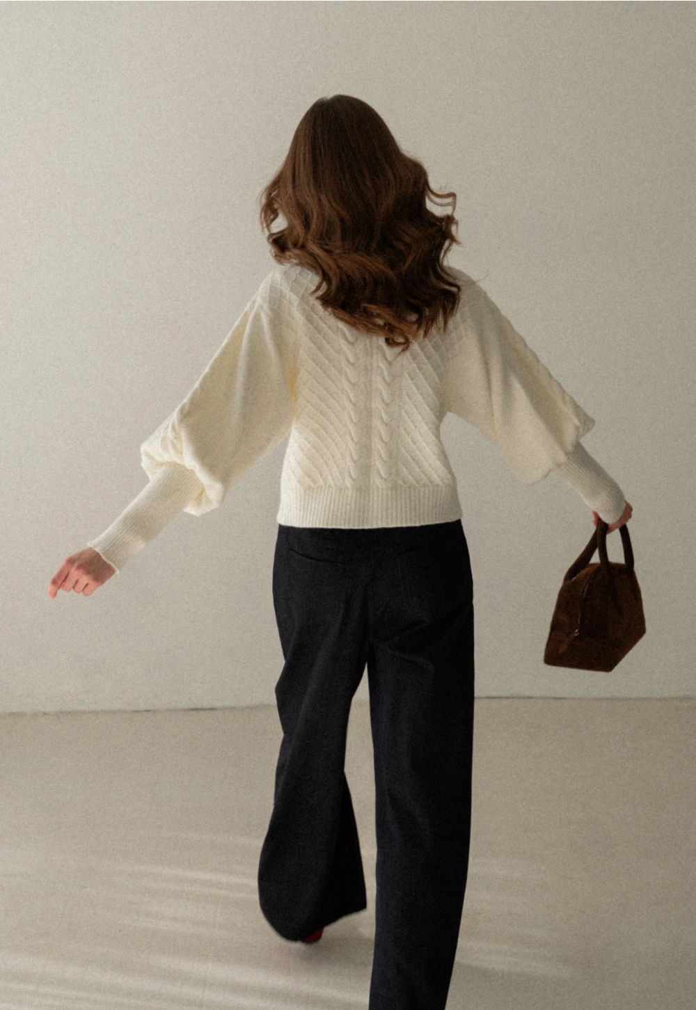 Chunky Knit Cardigan with Balloon Sleeves
