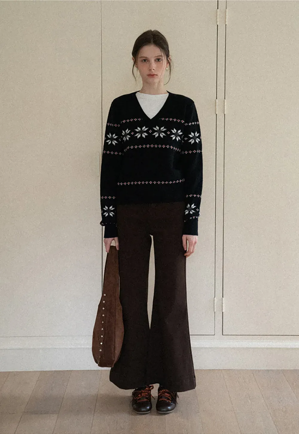 Fair Isle V-Neck Knit Sweater