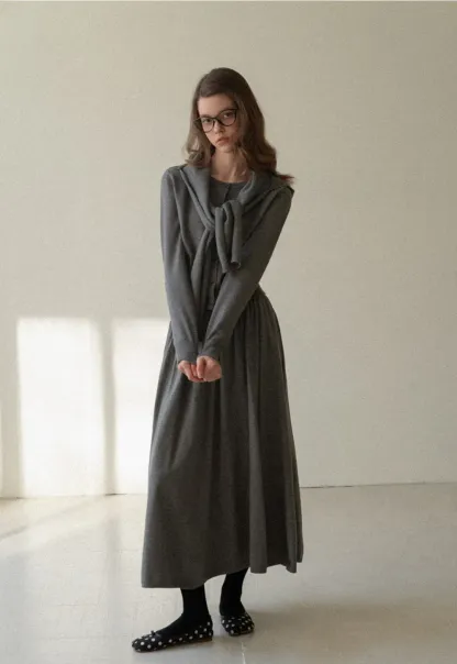 Relaxed Knit Cardigan & Full Skirt Set