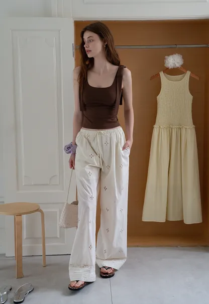 Women’s Eyelet Wide-Leg Drawstring Pants