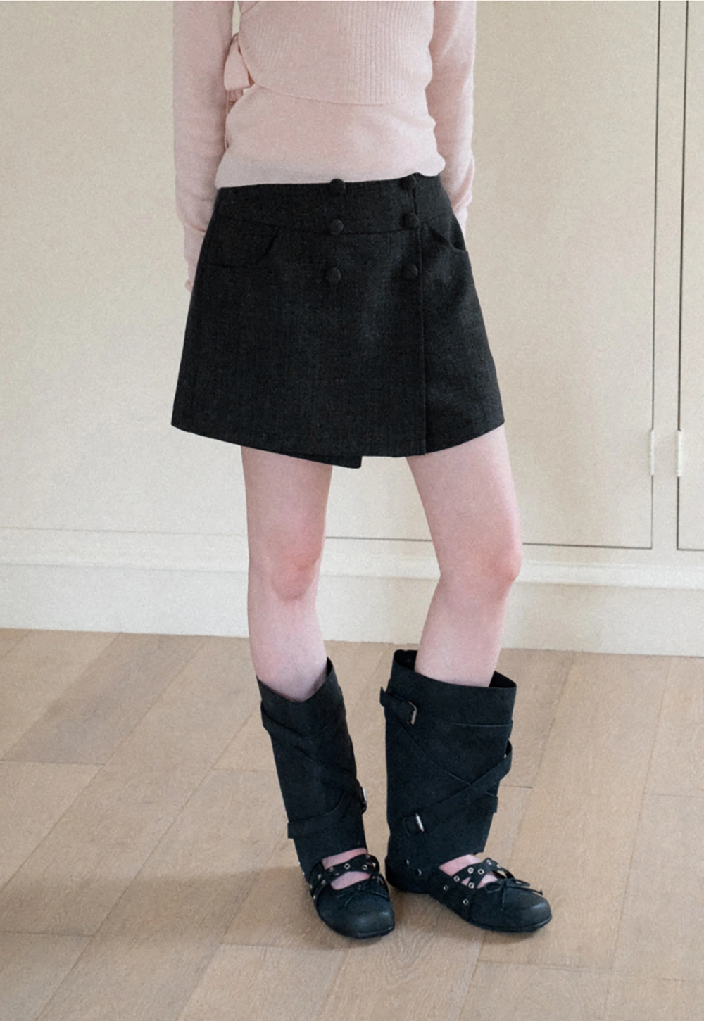 Asymmetrical Wrap Front High Waist Skirt