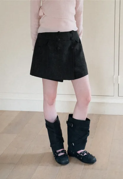 Asymmetrical Wrap Front High Waist Skirt