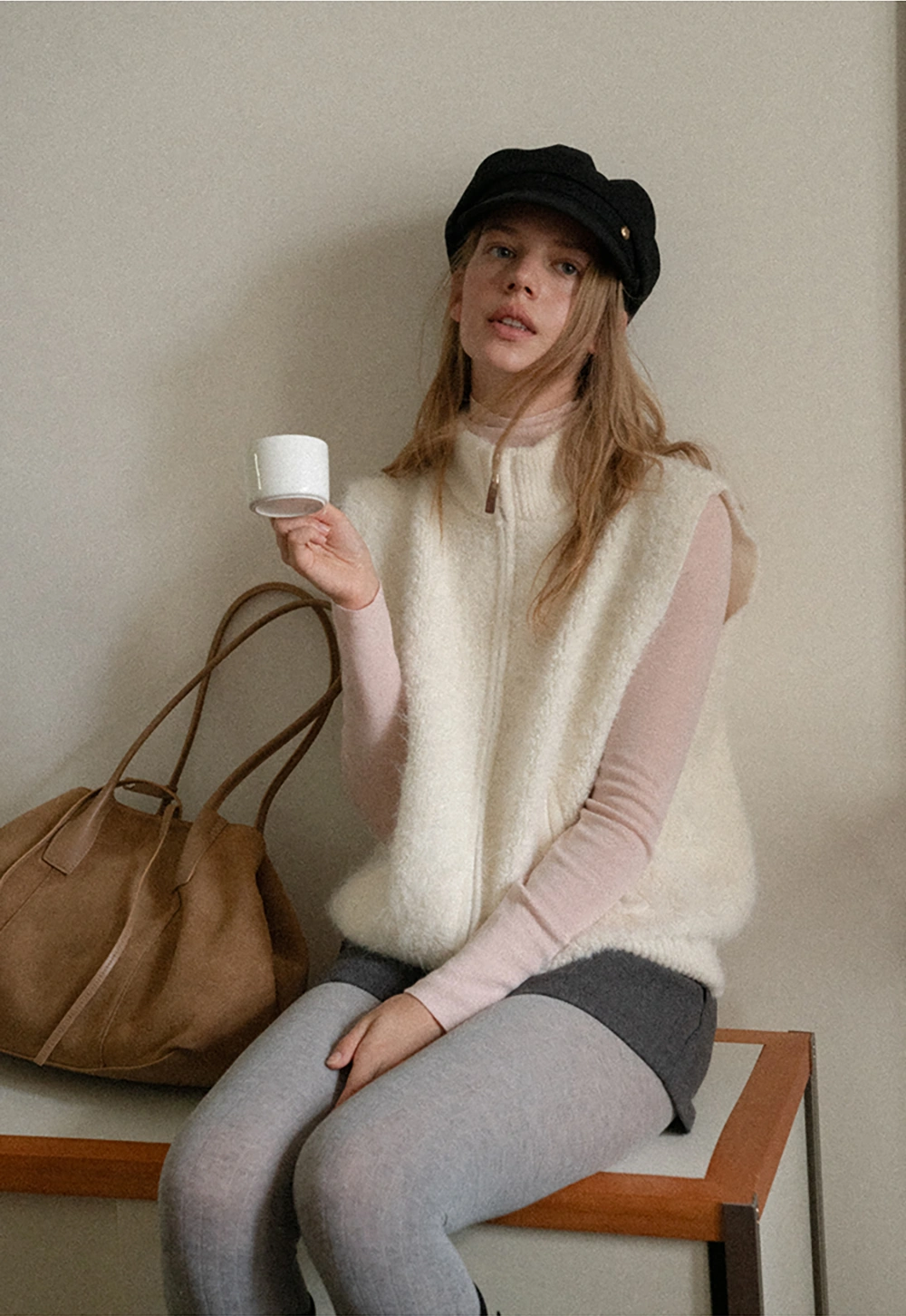 Structured Peak Cap with Gold Tone Button